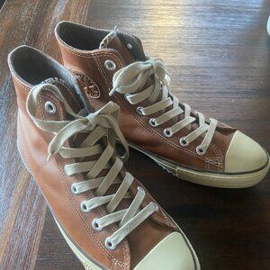 CONVERSE Chuck Taylor, high top boots, leather, brown, Men's 10.5